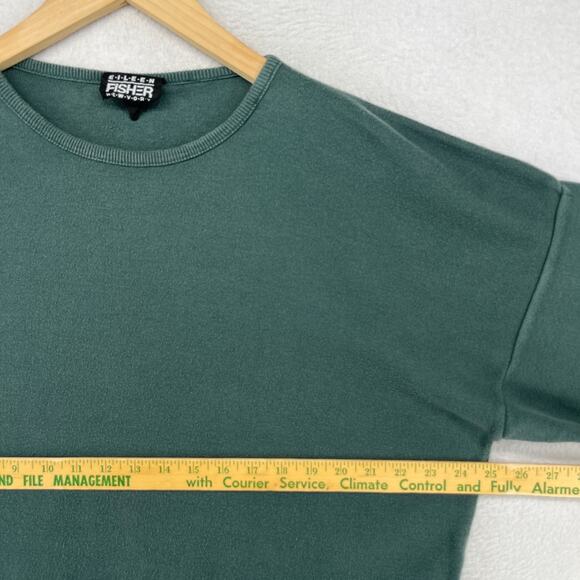 Vintage EILEEN FISHER Sweater Size 2 Cotton Oversized Jumper Pullover Green USA - Picture 12 of 14